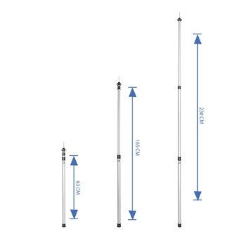 Palo per tenda telescopico 3 pezzi 93-230cm - set da 2 pezzi