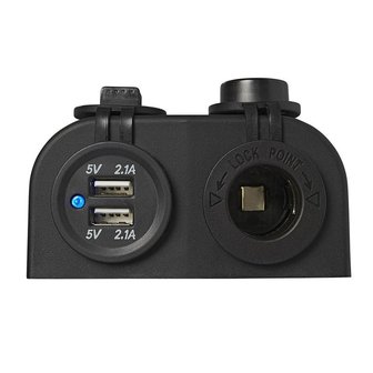 Kit da superficie: presa DIN + porta USB doppia tipo A 2x2100mA