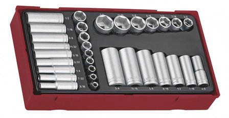 Set di tappi tc tray 32 pezzi AF 1/4+3/8 lunghezza corta