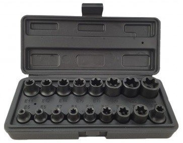 Set di bussole 3/8 e 1/2 E-Torx 17 pezzi