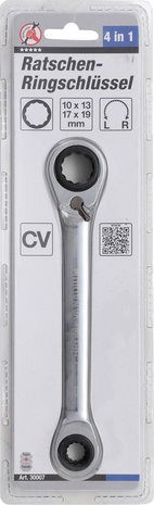 4-in1 Ratchet Wrench, 10x13 - 17x19 mm