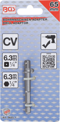 Adattatore per trapano attacco esagono esterno 6,3 mm (1/4) / esagono interno 6,3 mm (1/4)