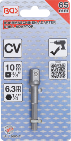 Adattatore per trapano attacco esagono esterno 6,3 mm (1/4) / esagono interno 10 mm (3/8)