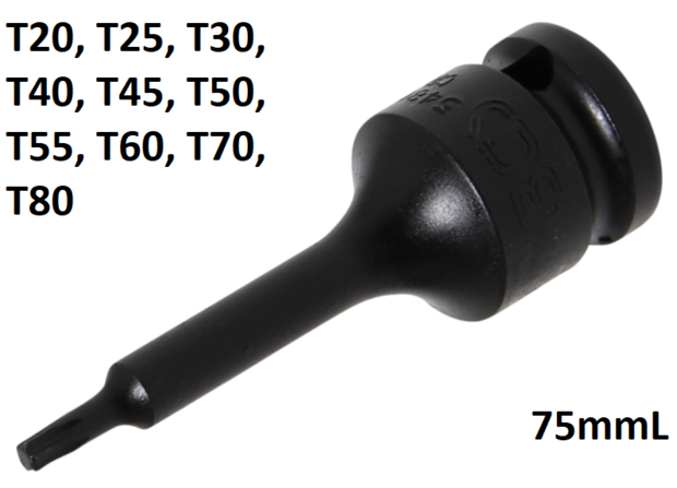 Chiave a bussola (1/2) profilo a T (per Torx) T20 - T80mm