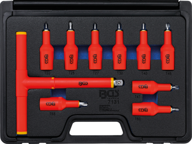 Serie di chiavi a bussola per elettricisti 12,5 mm (1/2) profilo a T (per Torx) T20 - T55 10 pz