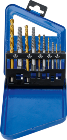 Serie di estrattori e punte con taglio sinistro HSS nitruro di titanio 2 - 7,5 mm 10 pz