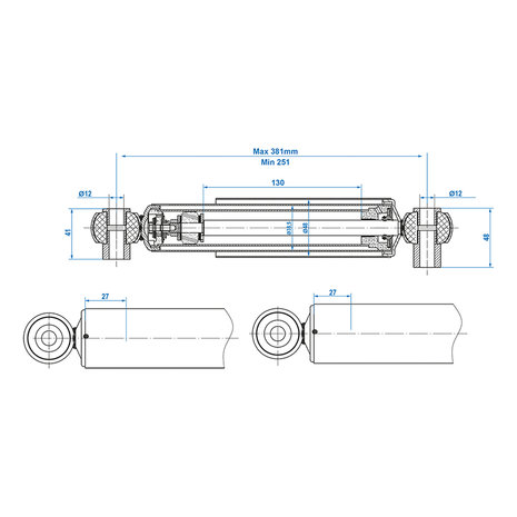 Set di 2 ammortizzatori 1300-1800kg CC=250-380