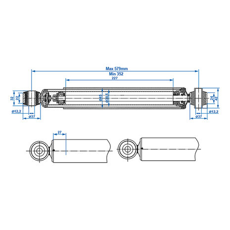 1 ammortizzatore Bogie/BPW/Hahn/Peitz 1500-3000 kg CC=350-580