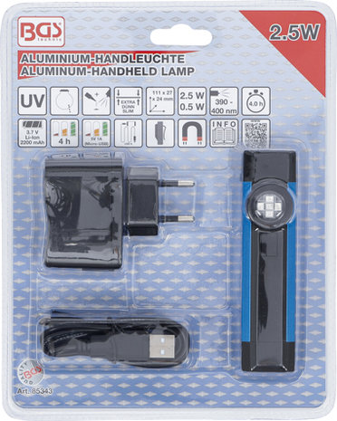 Lampada portatile UV in alluminio 2,5 W