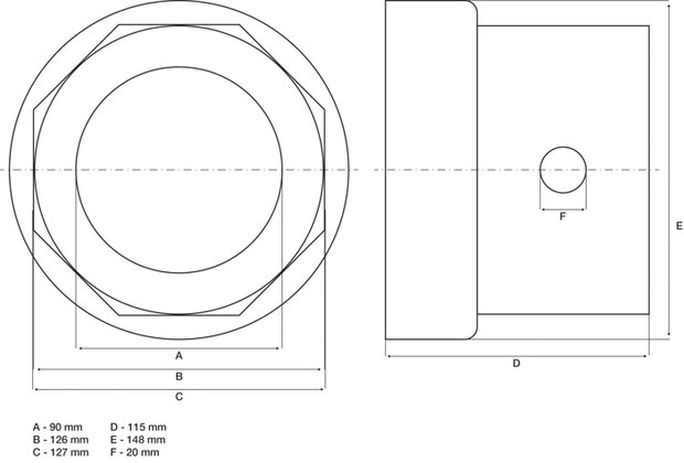 Chiave per dadi forcella otto lati per rimorchi R.O.R. 127 mm