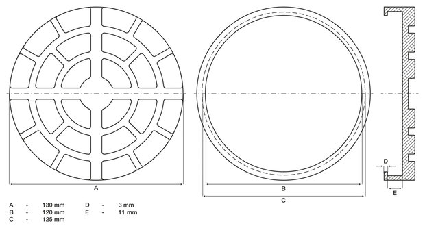 Disco in gomma per piattaforme di sollevamento Ø 130 mm