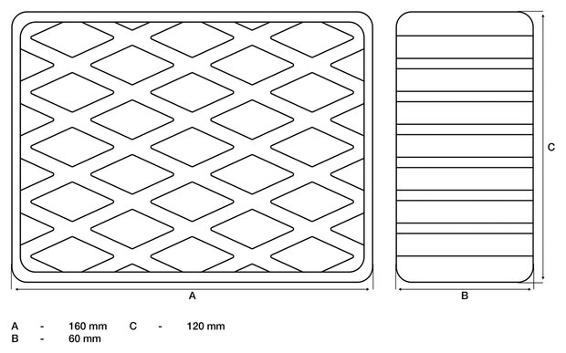 Tampone in gomma per piattaforme di sollevamento 160 x 120 x 60 mm