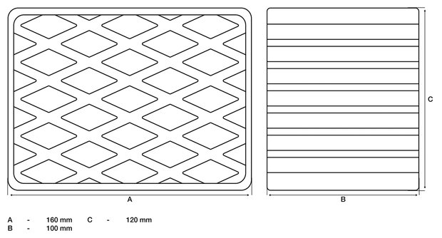 Tampone in gomma per piattaforme di sollevamento 160 x 120 x 100 mm