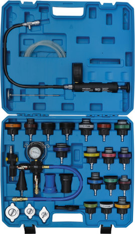 Set per test pressione sistemi di raffreddamento incl. strumenti di riempimento 28 pz