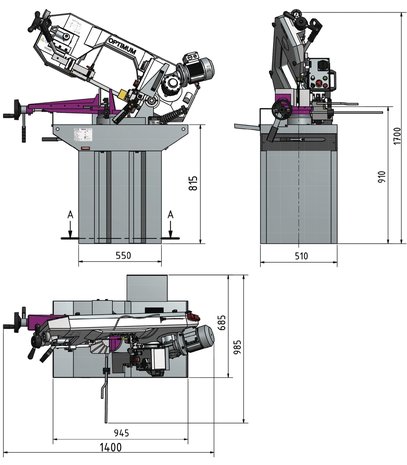 Segatrice con convertitore di frequenza diametro 225 mm