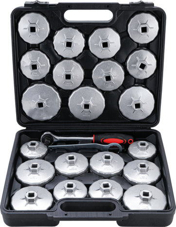 Serie di chiavi per filtro dell'olio alluminio pressofuso 12,5 mm (1/2) 23 pz