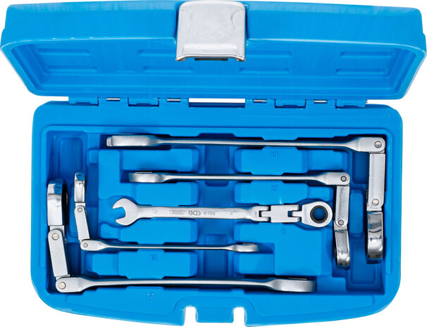 Serie di chiavi combinate a cricchetto con doppio snodo regolabile 8 - 19 mm 5 pz