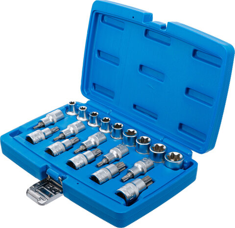 Set chiavi a bussola 12,5 mm (1/2) profilo a E / T (per Torx) 19 pz