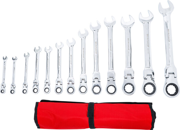 Serie di chiavi combinate a cricchetto teste flessibili 8 - 32 mm 13 pz