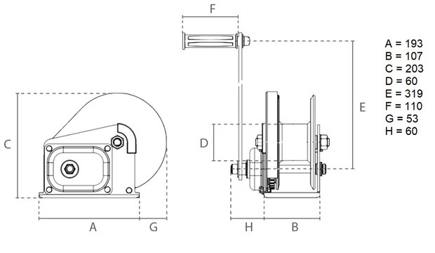 Argano manuale 0,66 tonnellate