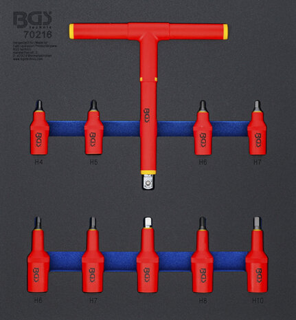 Modulo per carrelli portautensili 2/3: serie di chiavi a bussola per elettricisti (3/8) / (1/2) esagono interno 4 - 10 mm 10 pz