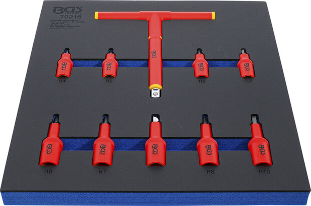 Modulo per carrelli portautensili 2/3: serie di chiavi a bussola per elettricisti (3/8) / (1/2) esagono interno 4 - 10 mm 10 pz