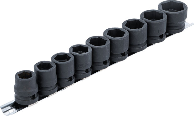 Set di bussole esagonali, extra piatte 12,5 mm (1/2) 13 - 24 mm 9 pz