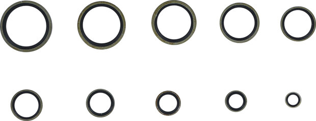 Assortimento anelli di tenuta metallo con cordone sigillante in gomma 150 pz