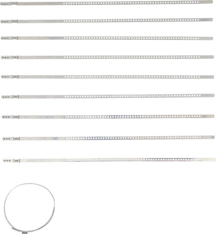 Serie di fascette per cuffie elastiche acciaio inox 7 mm 50 - 120 mm 10 pz