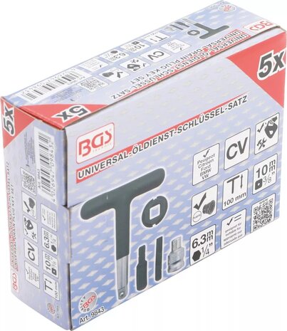 Serie di chiavi universali per tappo coppa olio Per tappi di scarico dell’olio in plastica Attacco esagono esterno da (1/4) Presa di forza quad
