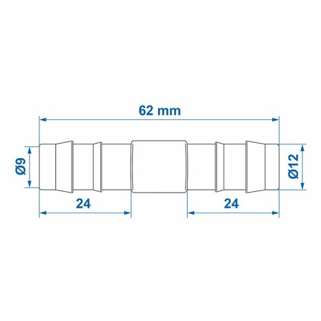 Raccordo tubo dritto 12mm al pezzo