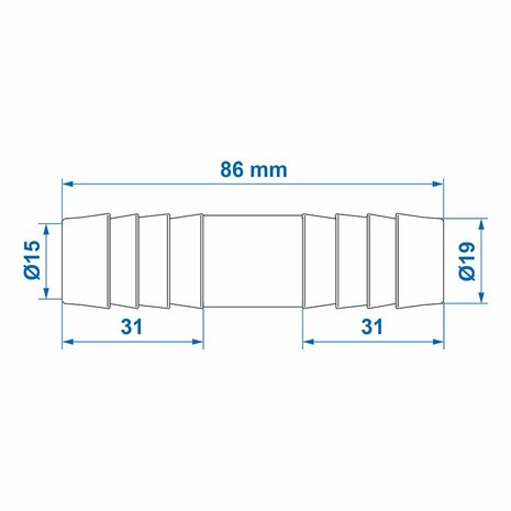 Raccordo tubo dritto 19mm al pezzo