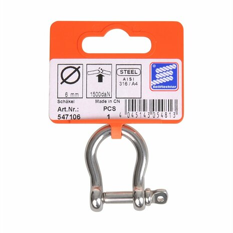 Chiusura arpa corta 6mm  acciaio inox A4 AISI 316  1.500 daN