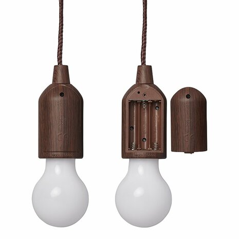 Lampada retrò motivo legno con cavo 90cm