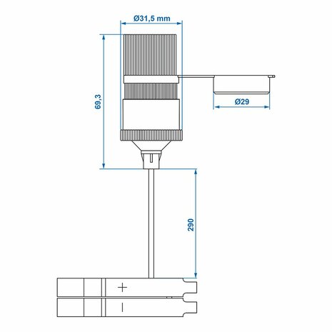 Presa accendisigari con morsetti batteria 12V 24V-16A