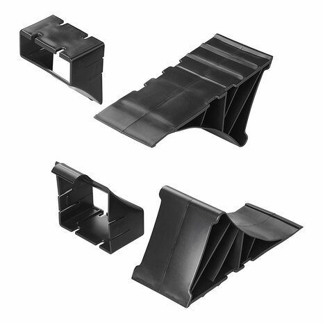 Cunei fermaruota in plastica nera incl. titolare