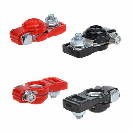 Set di morsetti per batteria (+) e (-) con protezione in plastica rosso nero