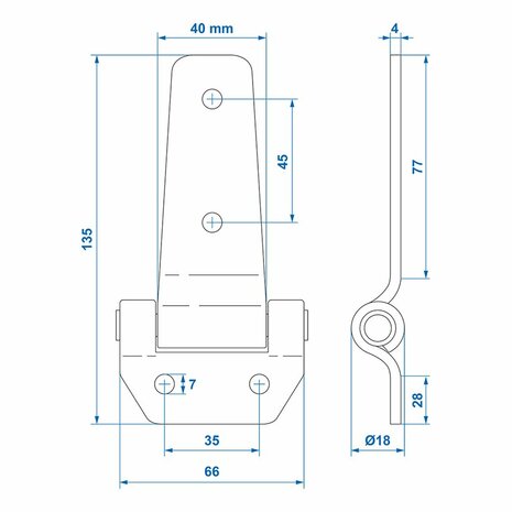 Cerniera a farfalla 135x65mm
