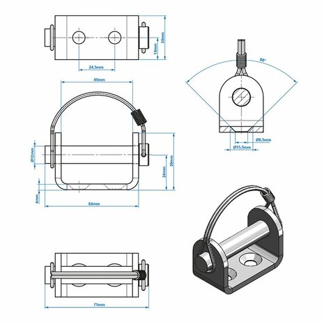 Supporto cerniera a ribalta 12mm SPP UZ-02A V.1