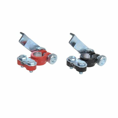 Set di morsetti per batteria (+) e (-) con sgancio rapido rosso nero