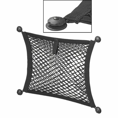Rete portaoggetti elastica doppia 40x34cm con fissaggio autoadesivo e a vite