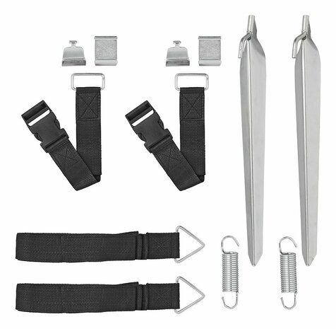 Set di cinghie antitempesta 2x 3 m con sgancio rapido 2x 50 cm