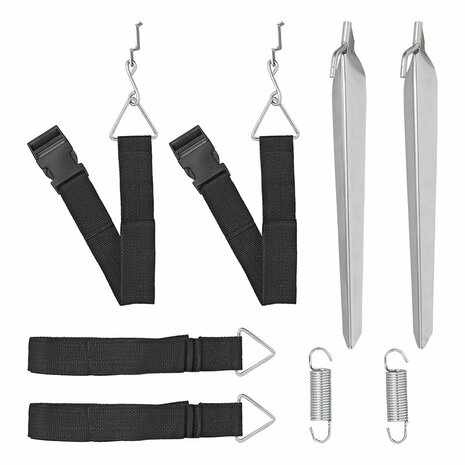 Set di cinghie antitempesta 2x 3 m con sgancio rapido 2x 70 cm