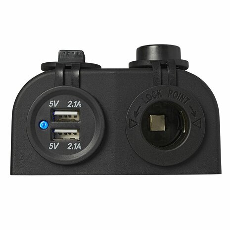 Kit da superficie: presa DIN + porta USB doppia tipo A 2x2100mA