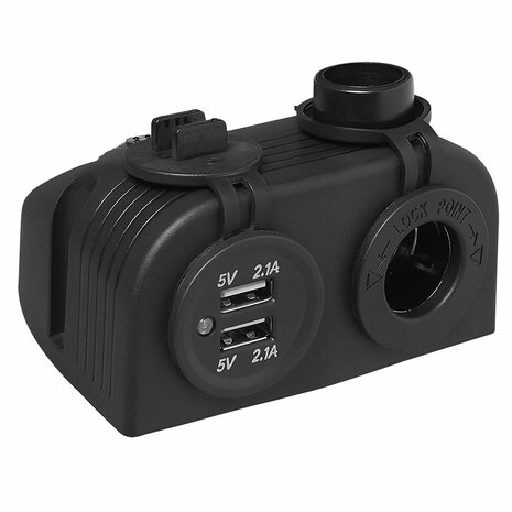 Kit da superficie: presa DIN + porta USB doppia tipo A 2x2100mA