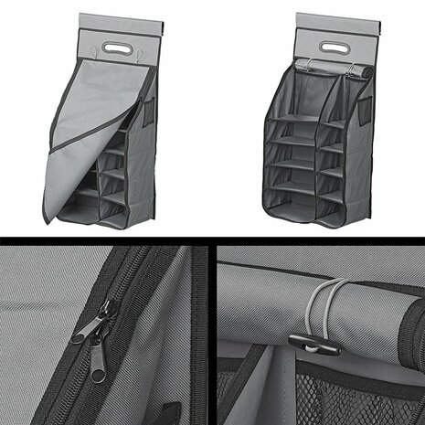 Organizer 14 scomparti 40 x 78 x 26 cm con tasca con cerniera + keder da 7 mm