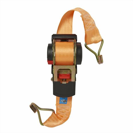 Cinghia di ancoraggio con cricchetto + 2 ganci 450cm 750kg avvolgimento automatico