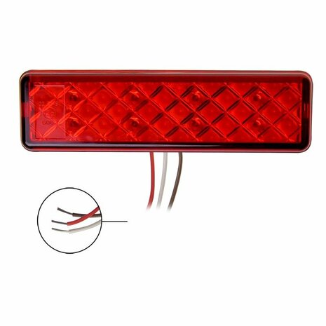 Fanale posteriore 12 24V 2 funzioni 135x38mm LED con supporto nero