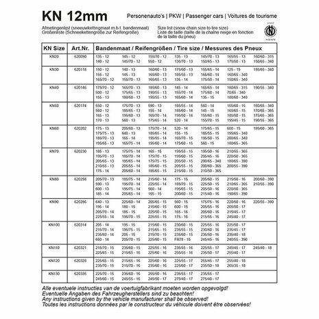 Catene da neve 12mm KN50