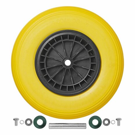 Pneumatico PU con cerchio in plastica 164.00-8 incl. asse 20mm